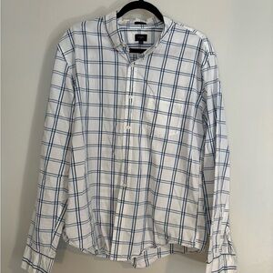 J. Crew White and Navy Plaid Casual Shirt